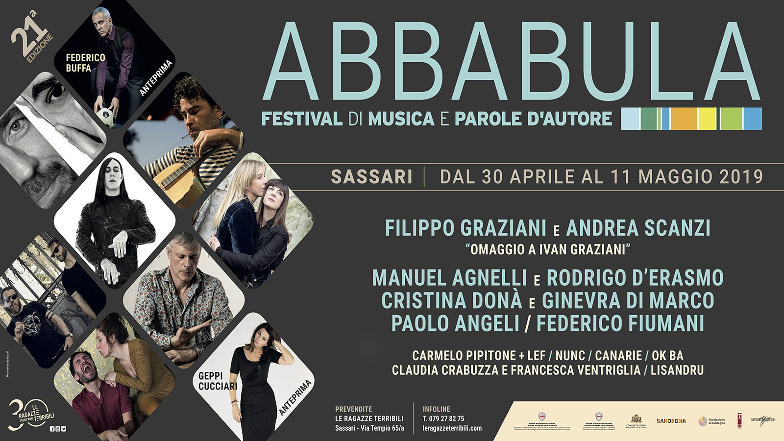 La locandina del festival Abbabula, che si terrà a Sassari dal 30 aprile all'11 maggio.