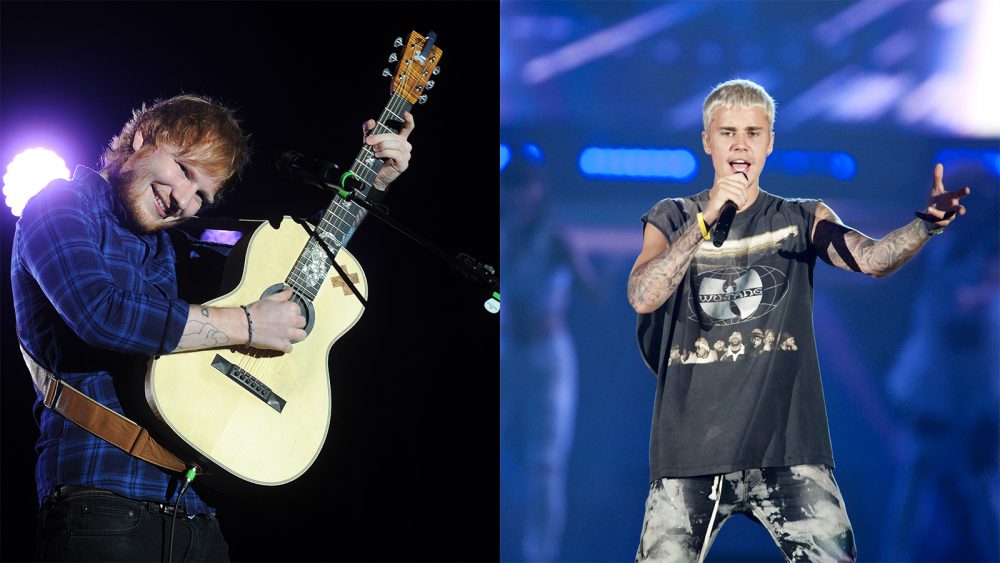 A sinistra Ed Sheeran, a destra Justin Bieber