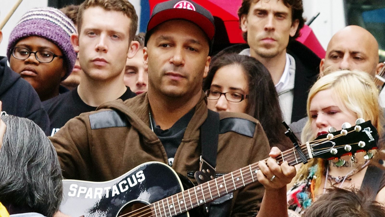 Il chitarrista Tom Morello in uno scatto di David Shankbone durante l'occupazione di Wall Street nel 2011