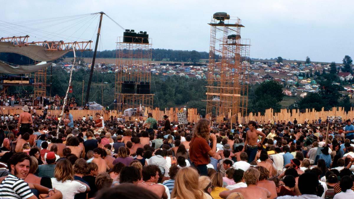 Una foto del Festival di Woodstock del 1969. All'evento parteciparono oltre 500'000 persone