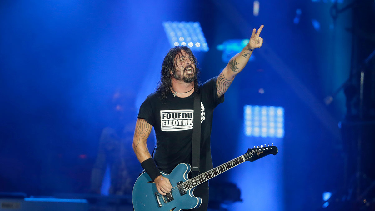 Dave Grhol, frontman dei Foo Fighters, durante un concerto al Rock in Rio – Brasile, Rio de Janeiro, 28 settembre 2019.
